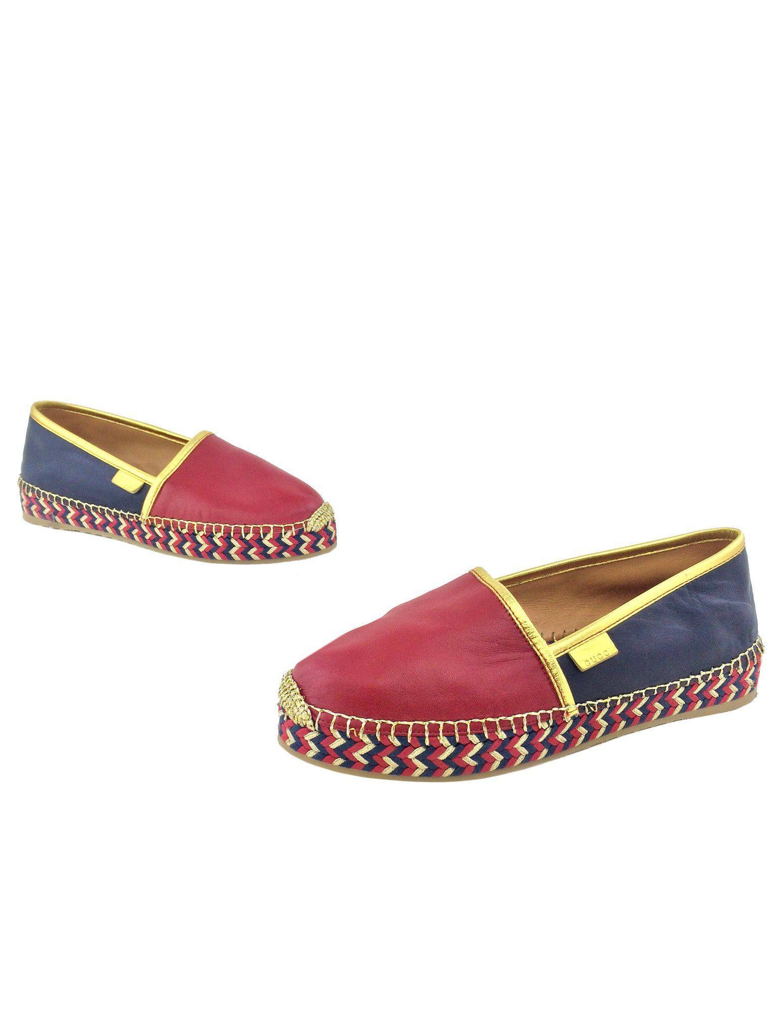 Gucci Pilar Leather Espadrille Flats 6.5 NEW