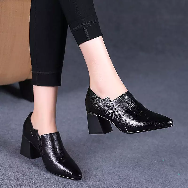 High Heels Shoes, Soft PU Leather Work Shoes, Office Lady Shoes, Pointed Toe Shoes