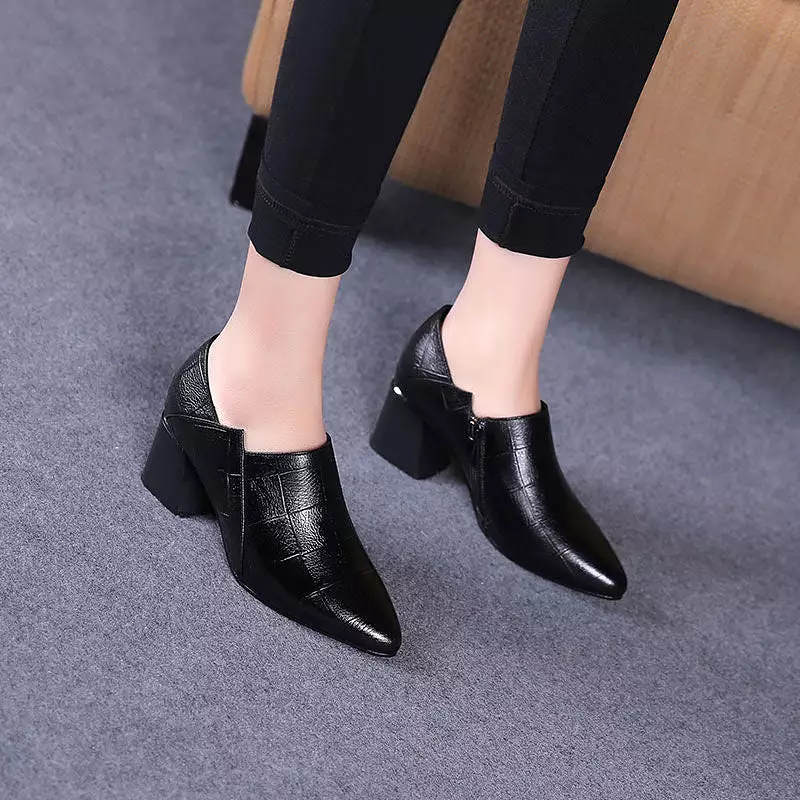 High Heels Shoes, Soft PU Leather Work Shoes, Office Lady Shoes, Pointed Toe Shoes