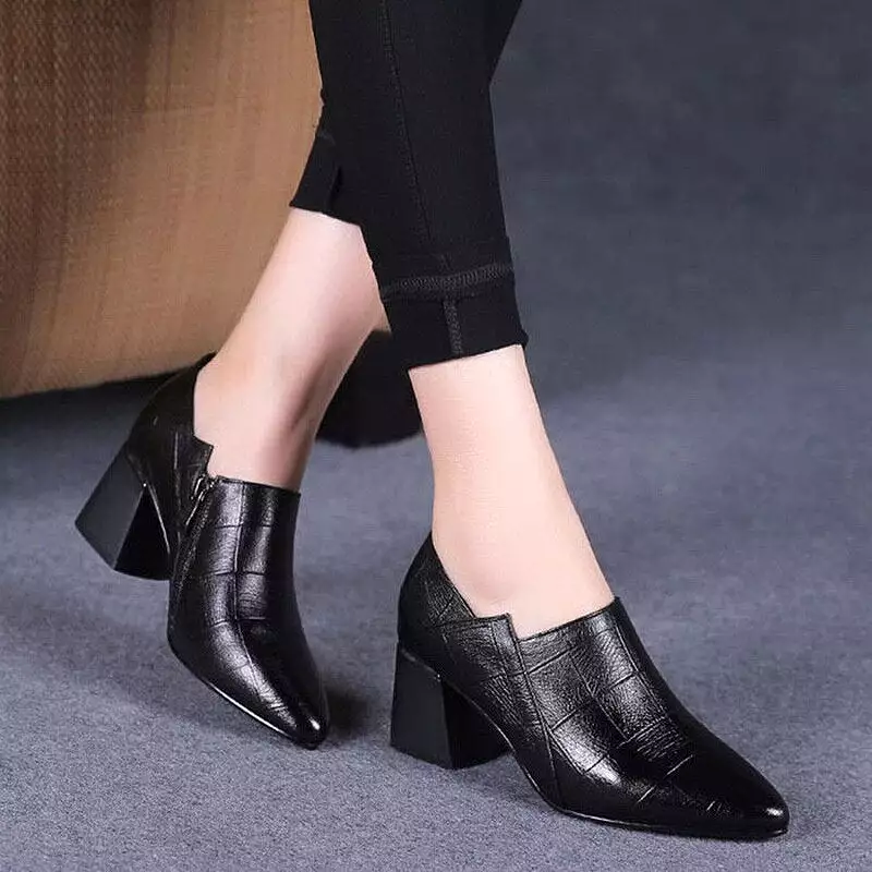 High Heels Shoes, Soft PU Leather Work Shoes, Office Lady Shoes, Pointed Toe Shoes