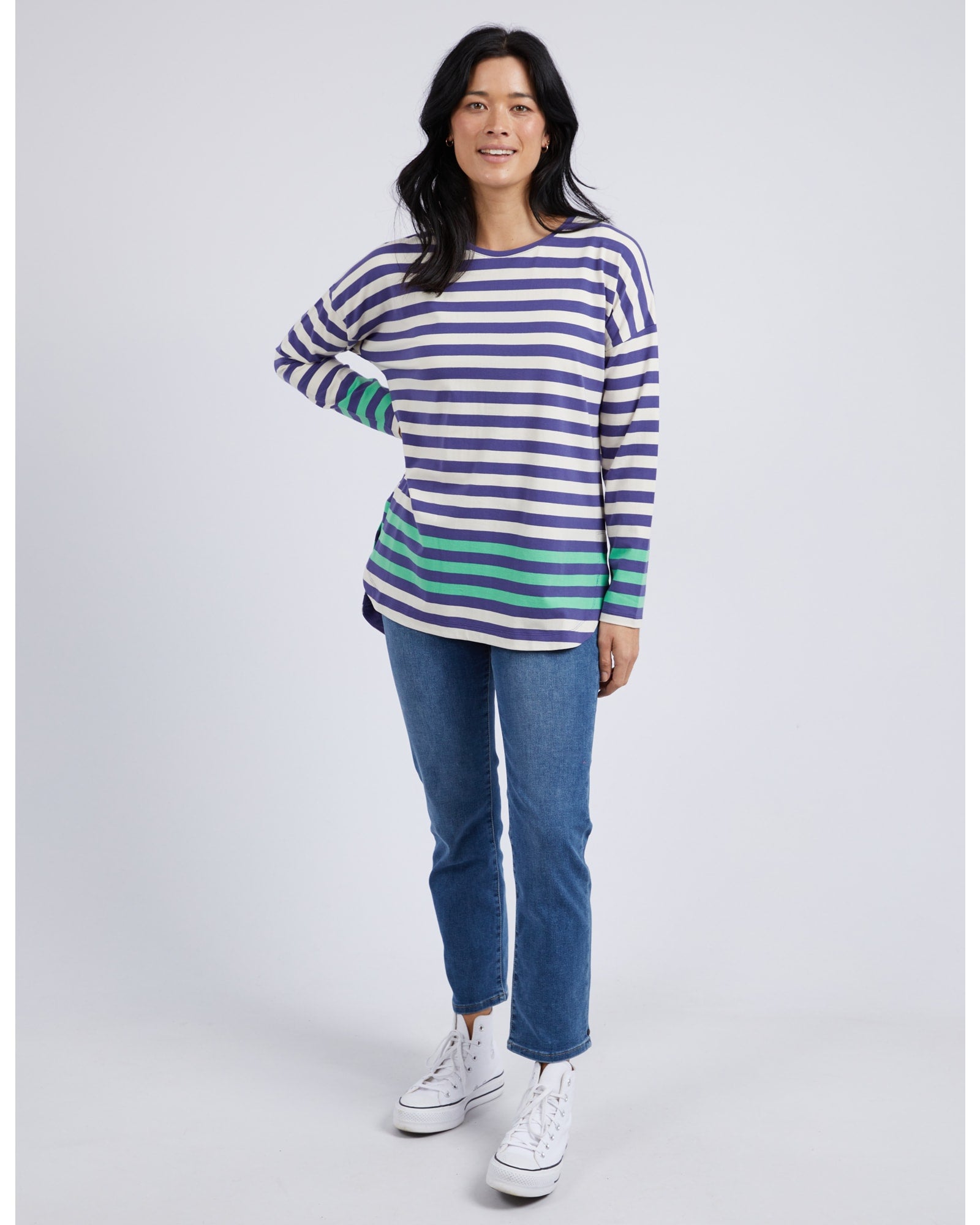 Indigo Stripe Turn Back Tee by Elm