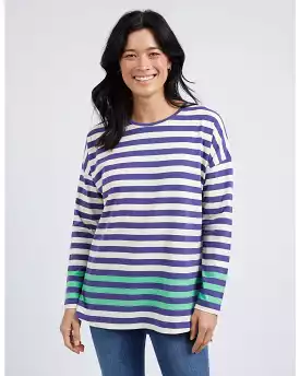 Indigo Stripe Turn Back Tee by Elm