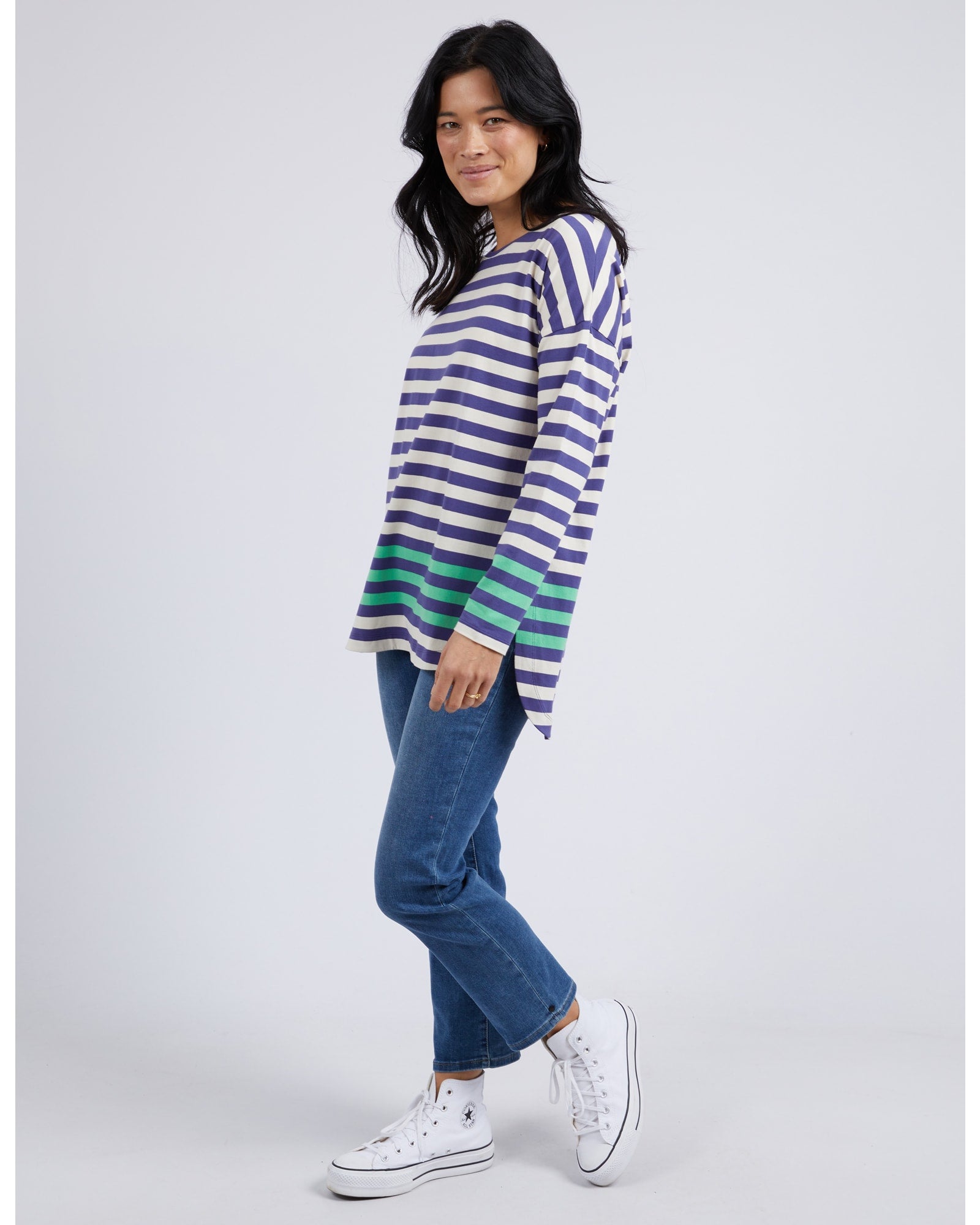 Indigo Stripe Turn Back Tee by Elm