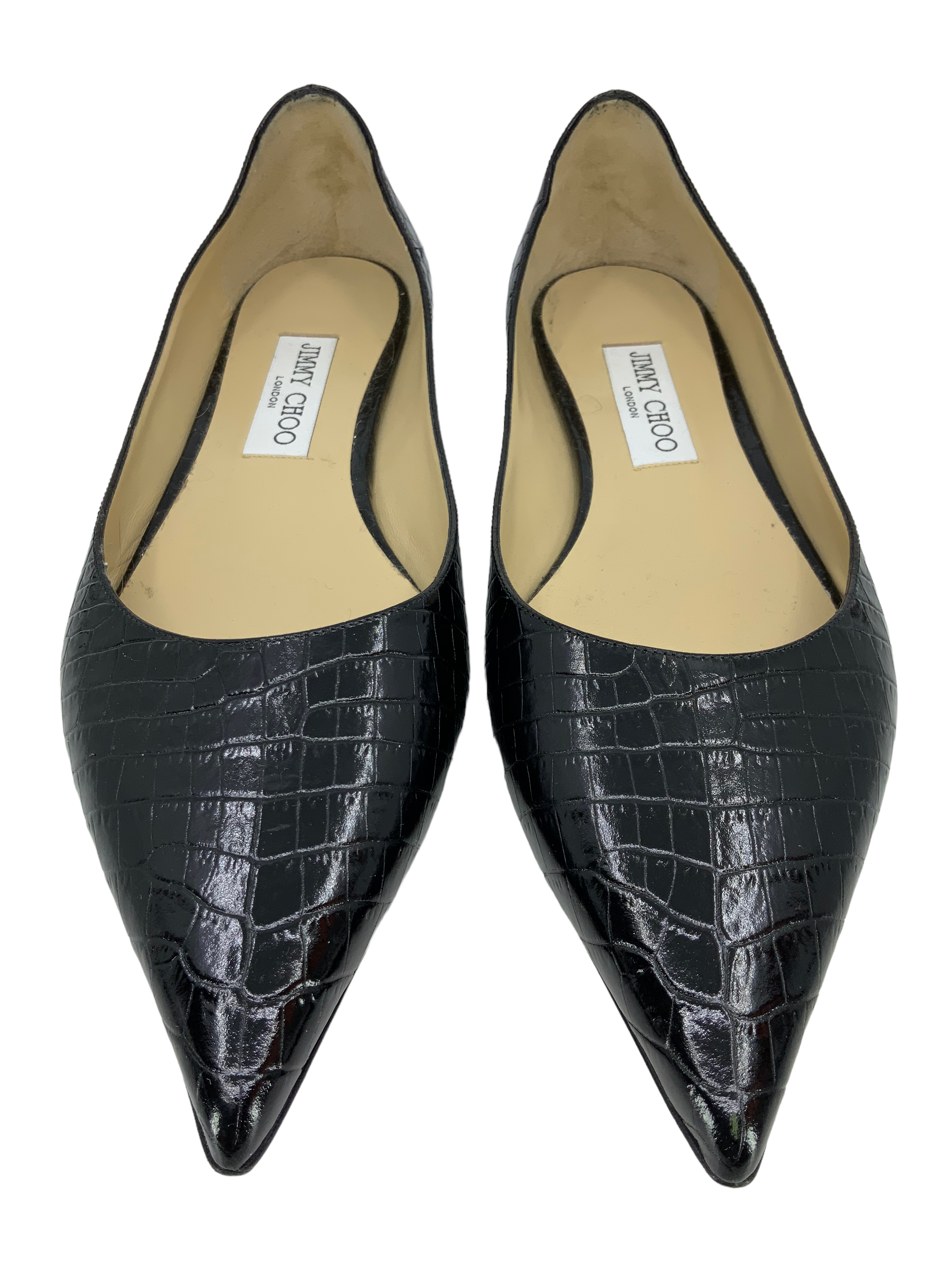 Jimmy Choo Crocodile Embossed Love Flats Size 10