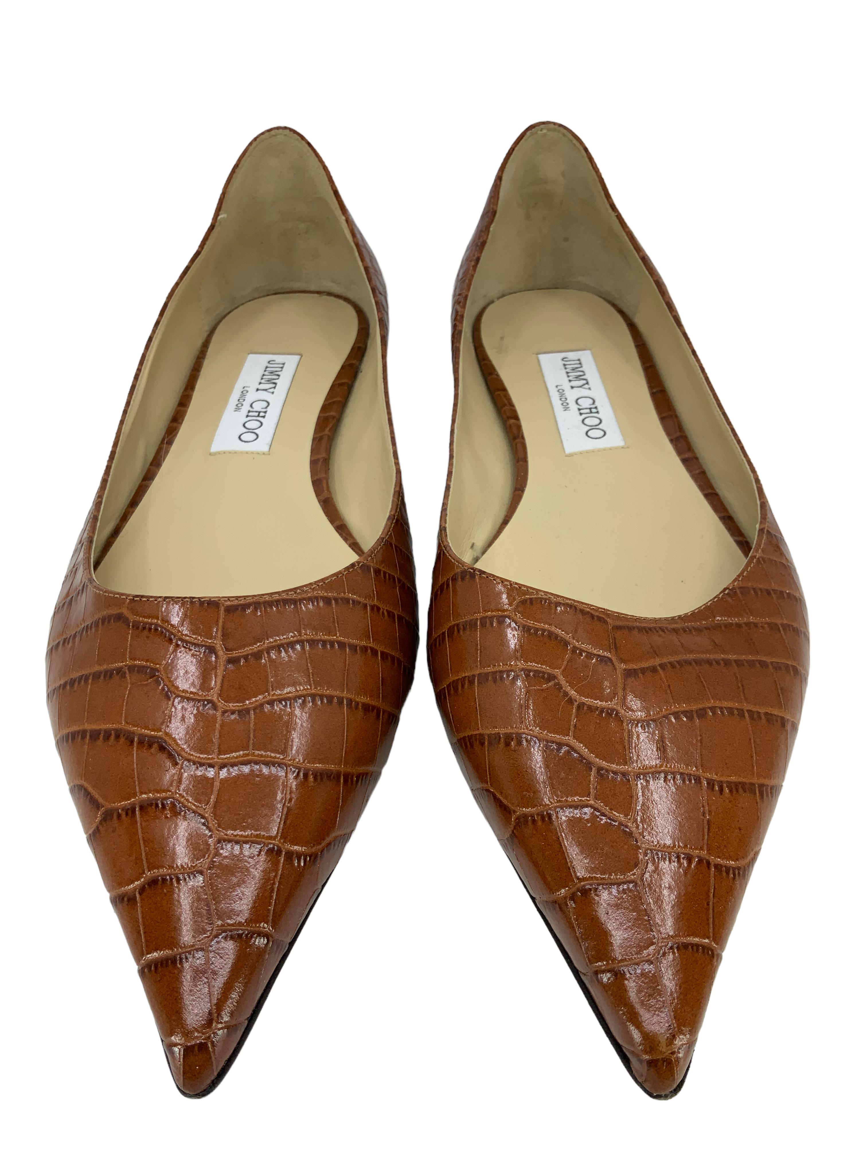 Jimmy Choo Crocodile Print Love Flats - Size 10