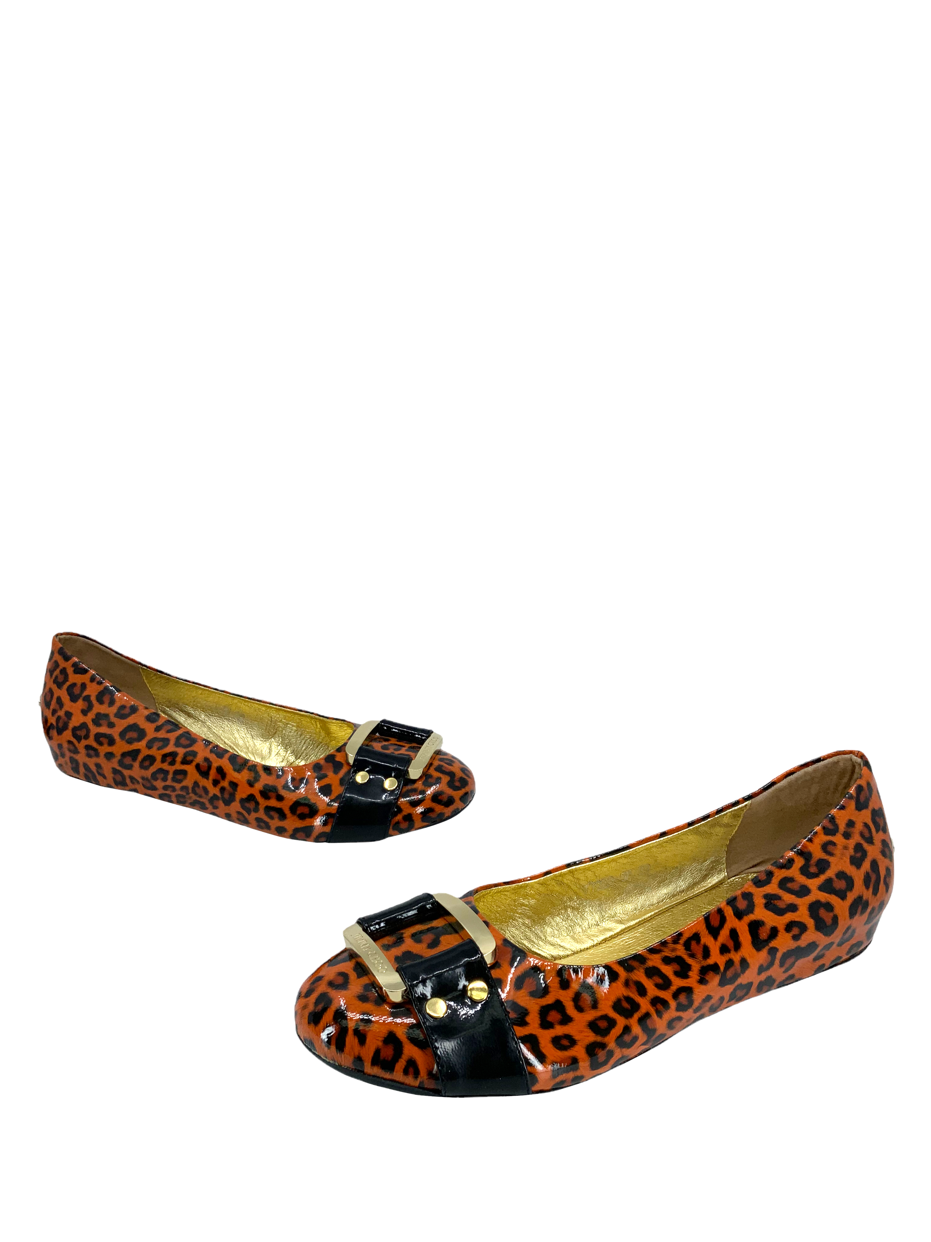 Jimmy Choo Leopard Patent Leather Ballet Flats Size 9.