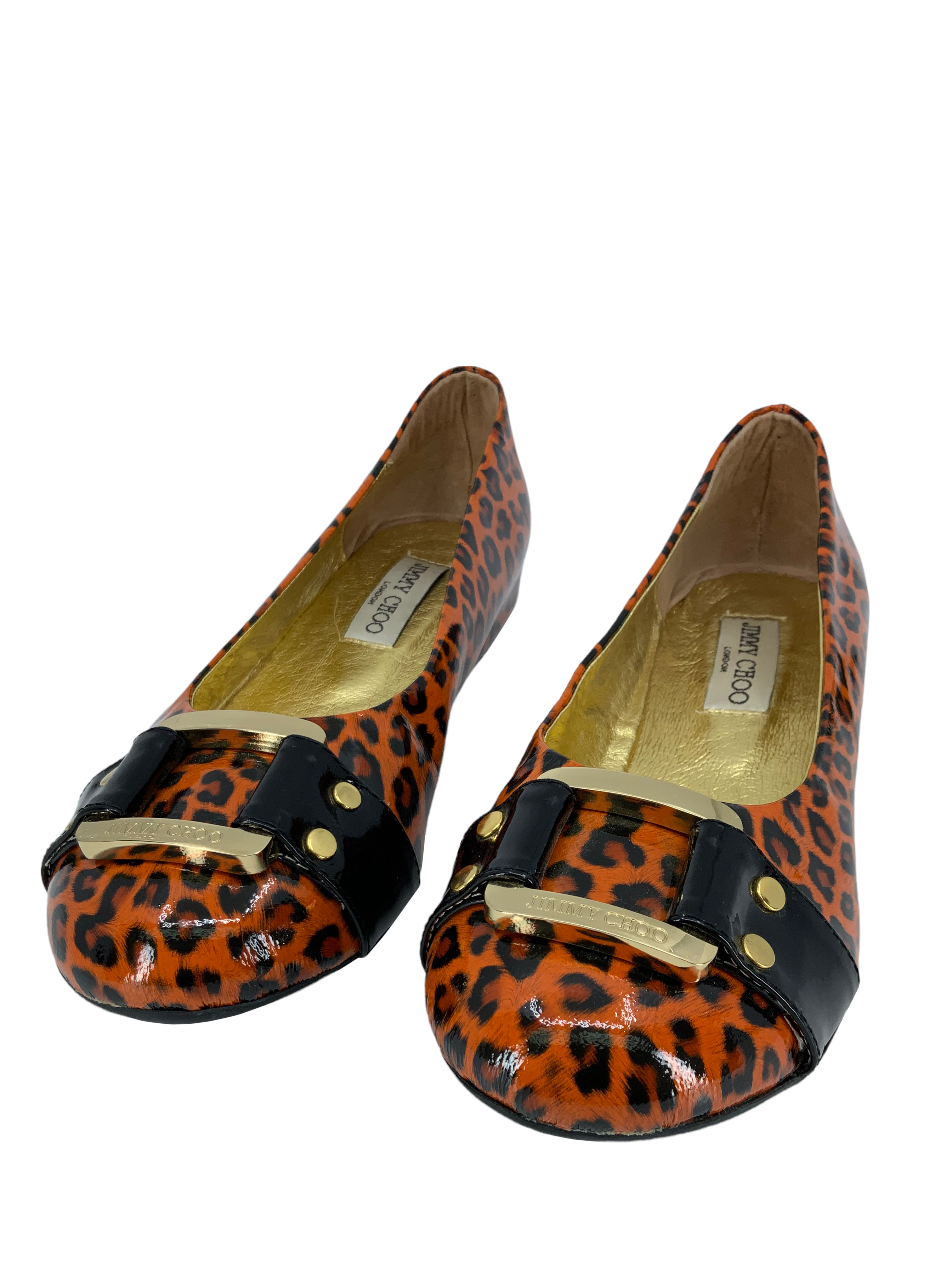 Jimmy Choo Leopard Patent Leather Ballet Flats Size 9.