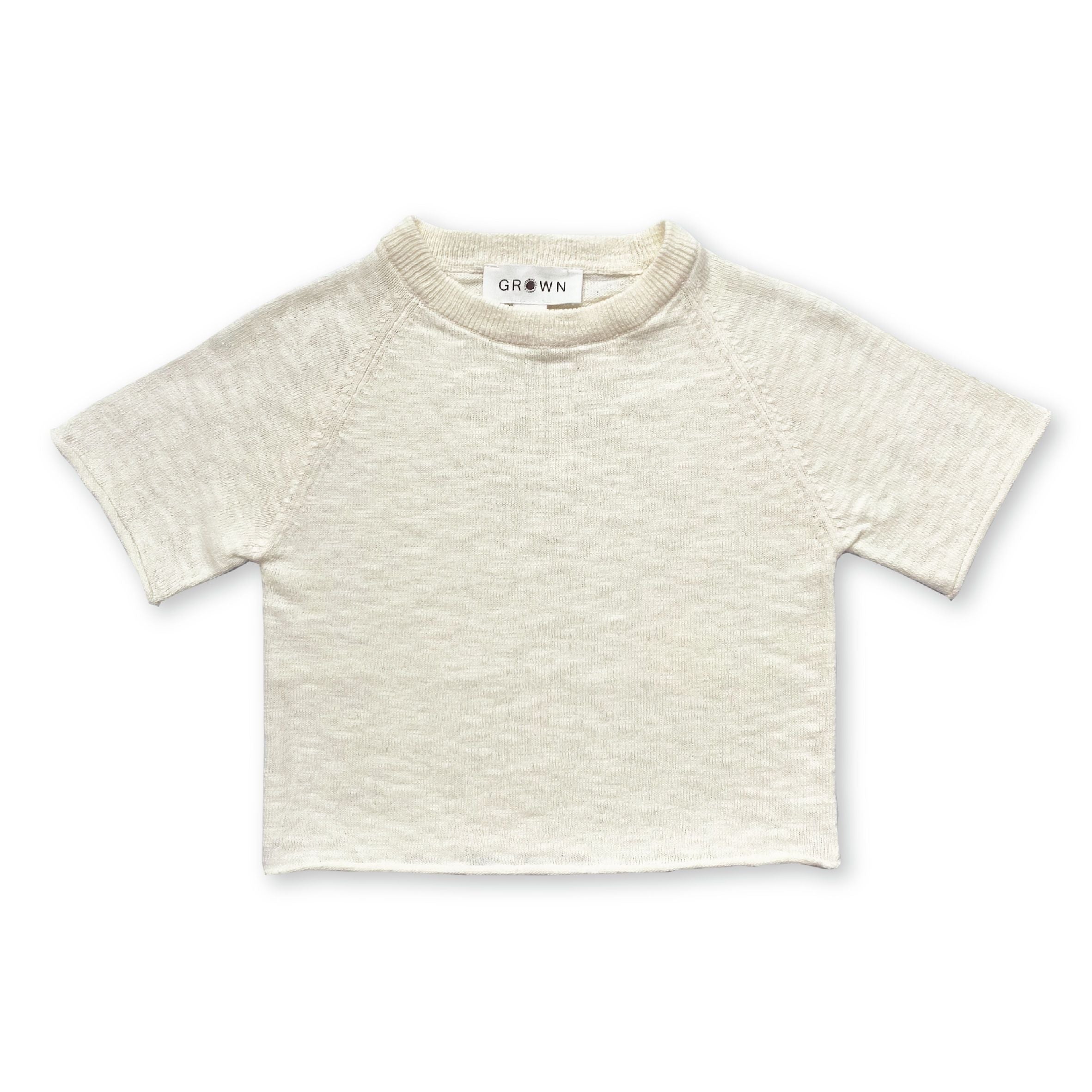 Knitted Linen Raglan Tee in Milk