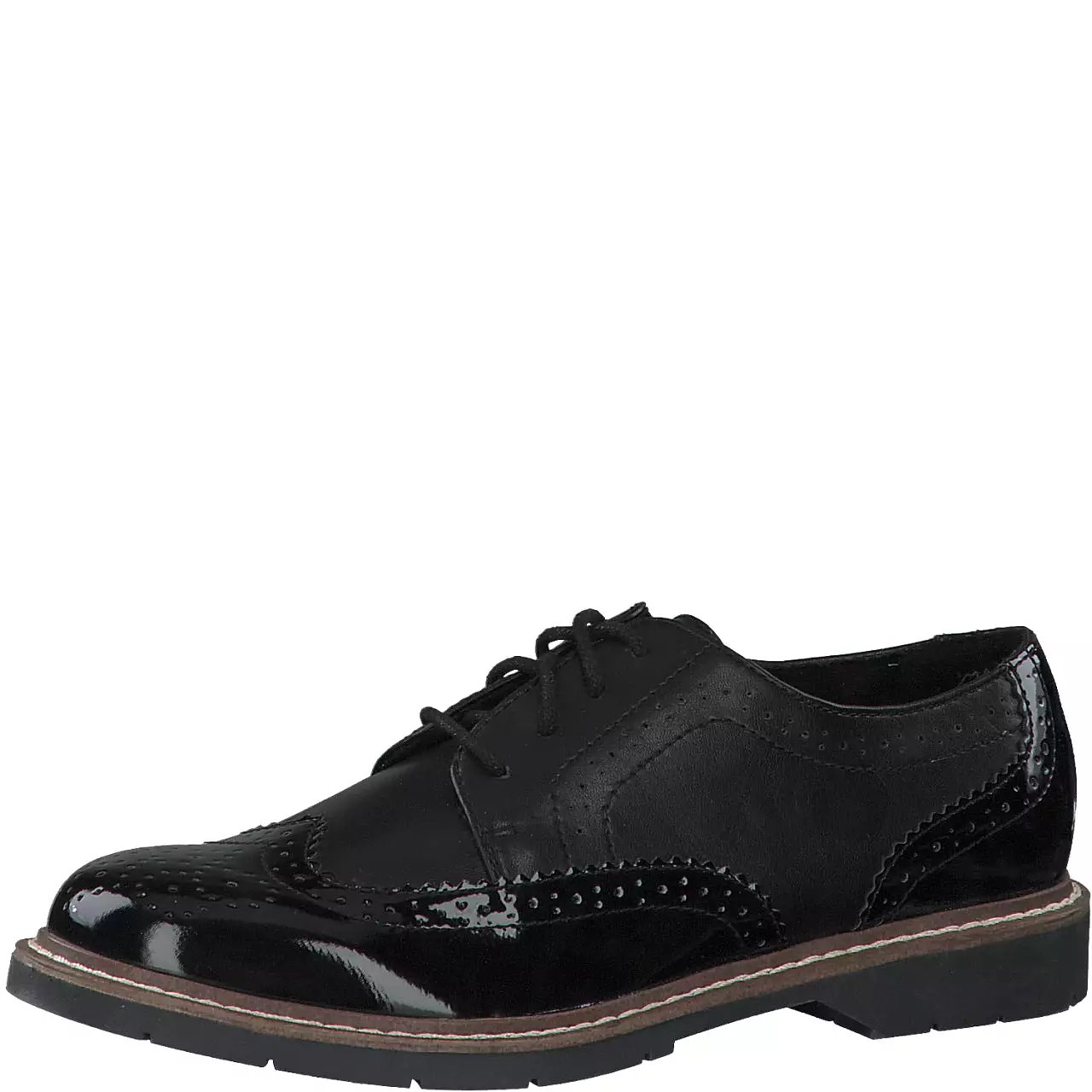 Ladies Black Lace Up Brogues - S Oliver Flat Pumps - Casual Work Smart Shoes - Womens Size