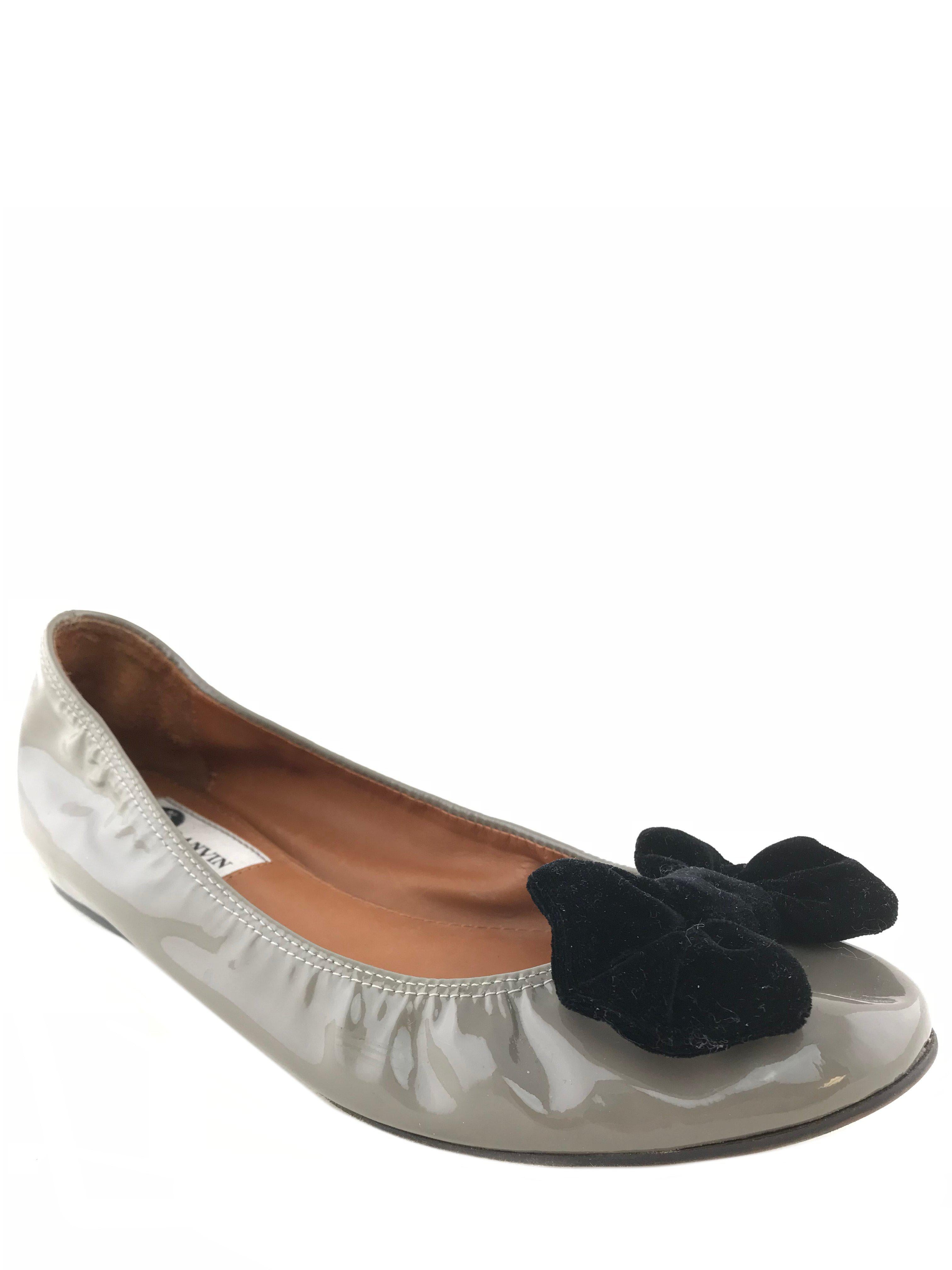 Lanvin Ballet Flats Size 8.5 Patent Leather Bow