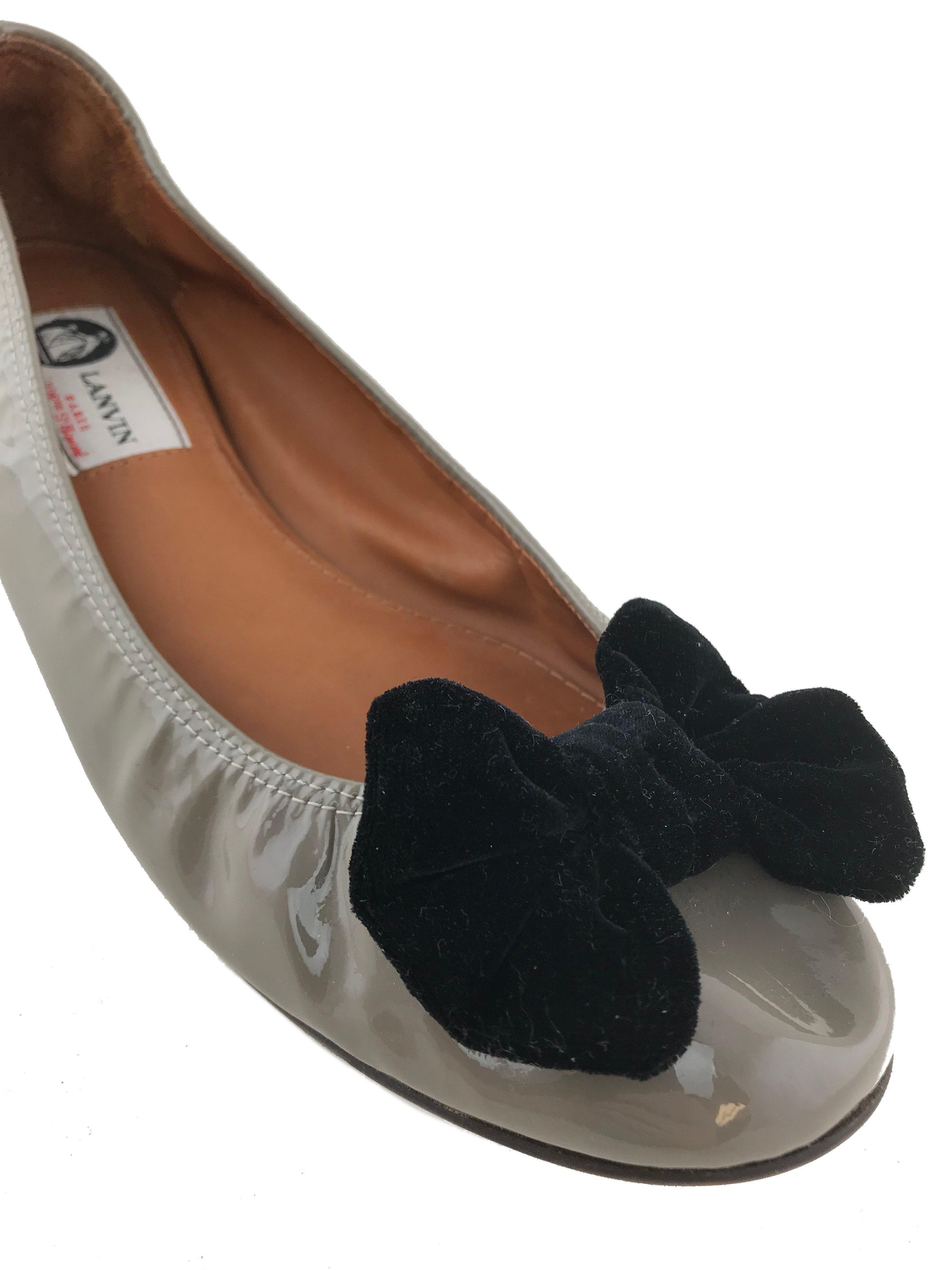 Lanvin Ballet Flats Size 8.5 Patent Leather Bow