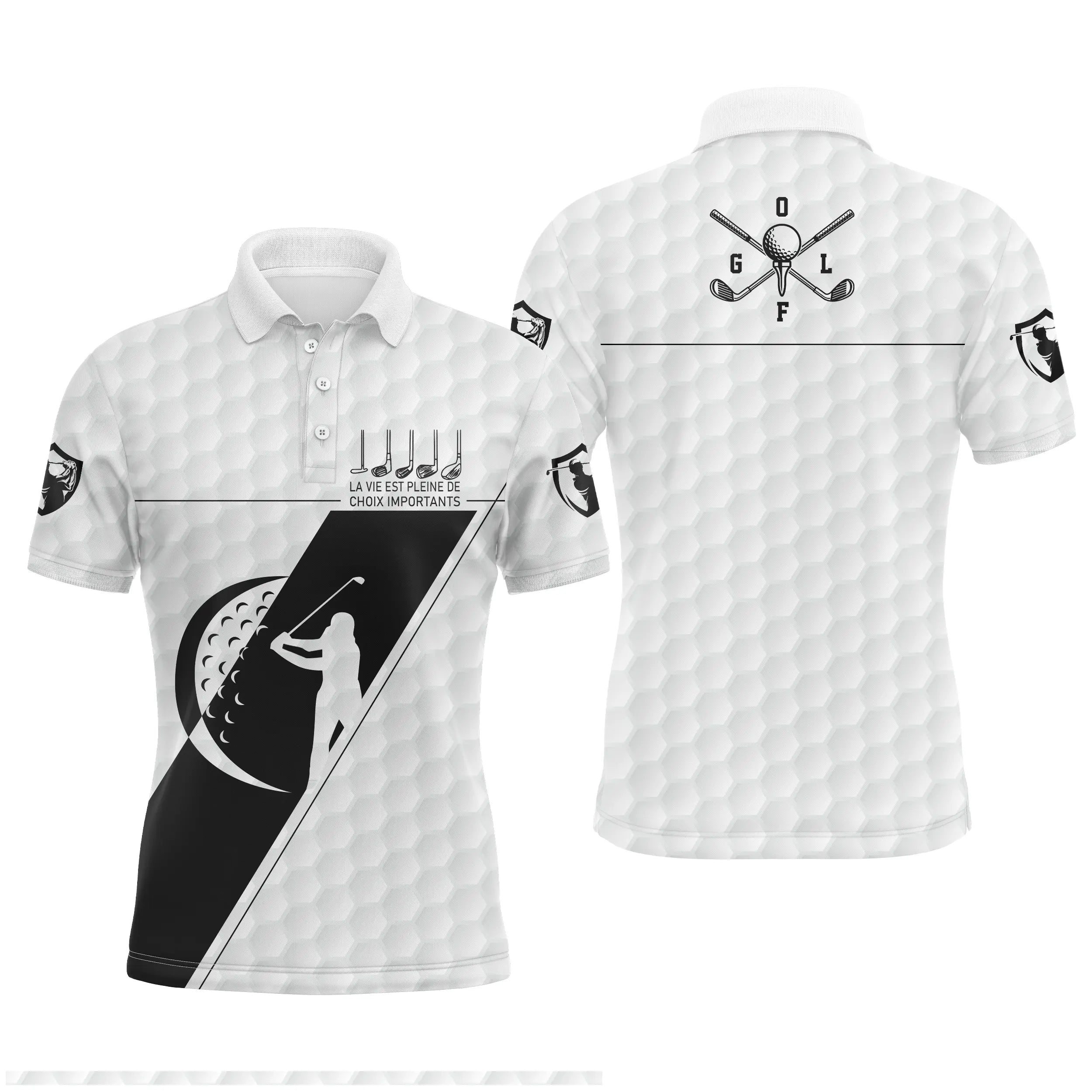 Life is full of important choices, Black and White Sport Polo, Funny Gift for Golfer, Men's Women's Polo - C.