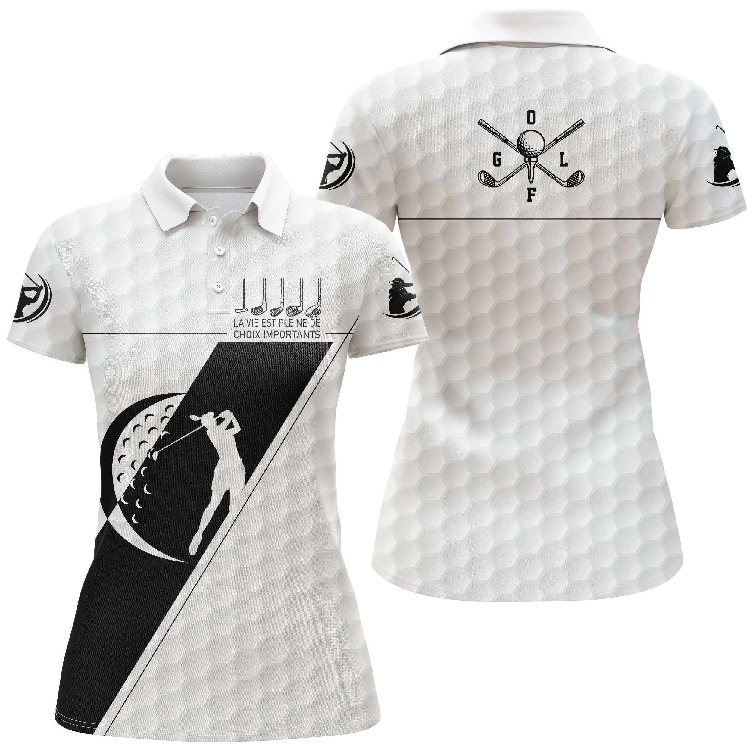 Life is full of important choices, Black and White Sport Polo, Funny Gift for Golfer, Men's Women's Polo - C.