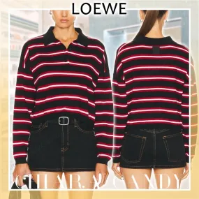 LOEWE Striped Wool Long Sleeve Top with Elegant Logo - Casual Style