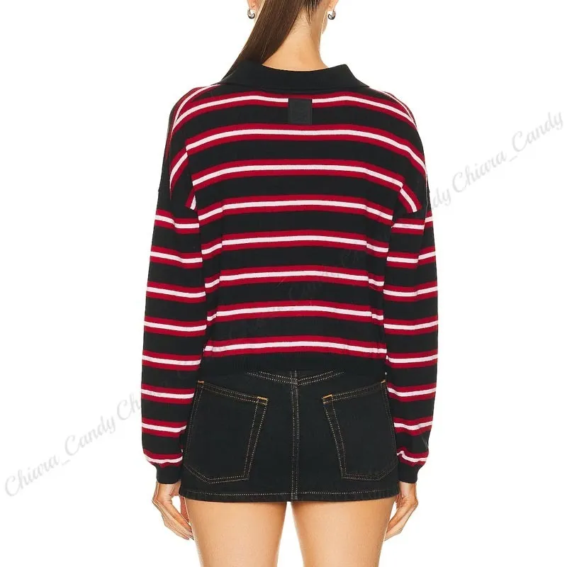 LOEWE Striped Wool Long Sleeve Top with Elegant Logo - Casual Style