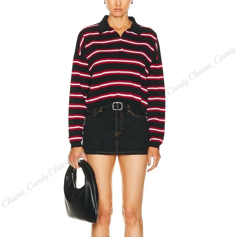 LOEWE Striped Wool Long Sleeve Top with Elegant Logo - Casual Style