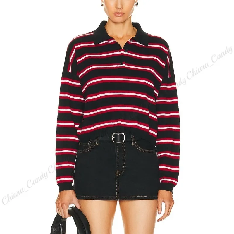 LOEWE Striped Wool Long Sleeve Top with Elegant Logo - Casual Style