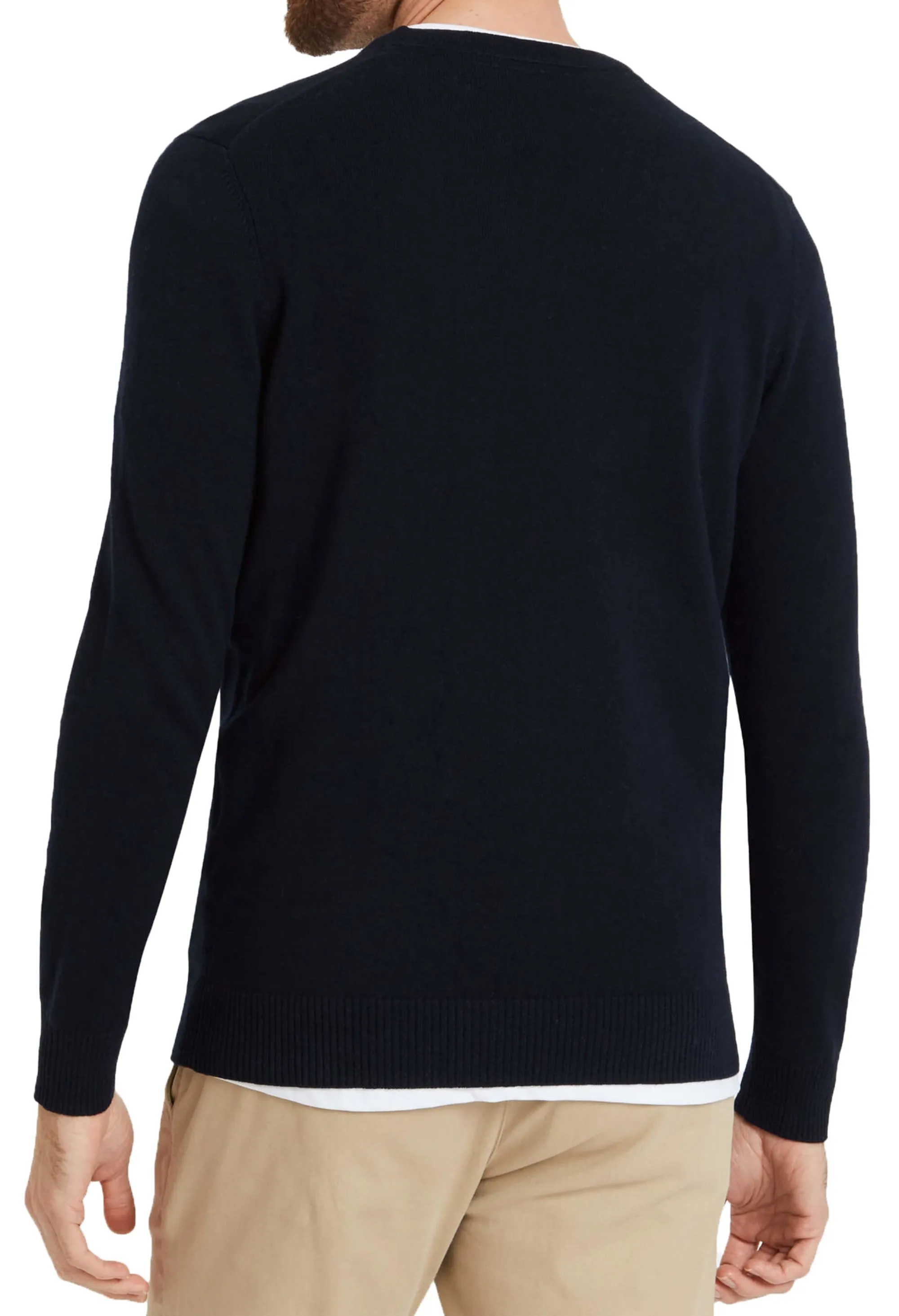 Dark Navy Cotton Merino Wool Jumper by Lyle & Scott