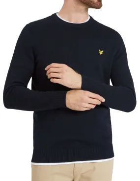 Dark Navy Cotton Merino Wool Jumper by Lyle & Scott