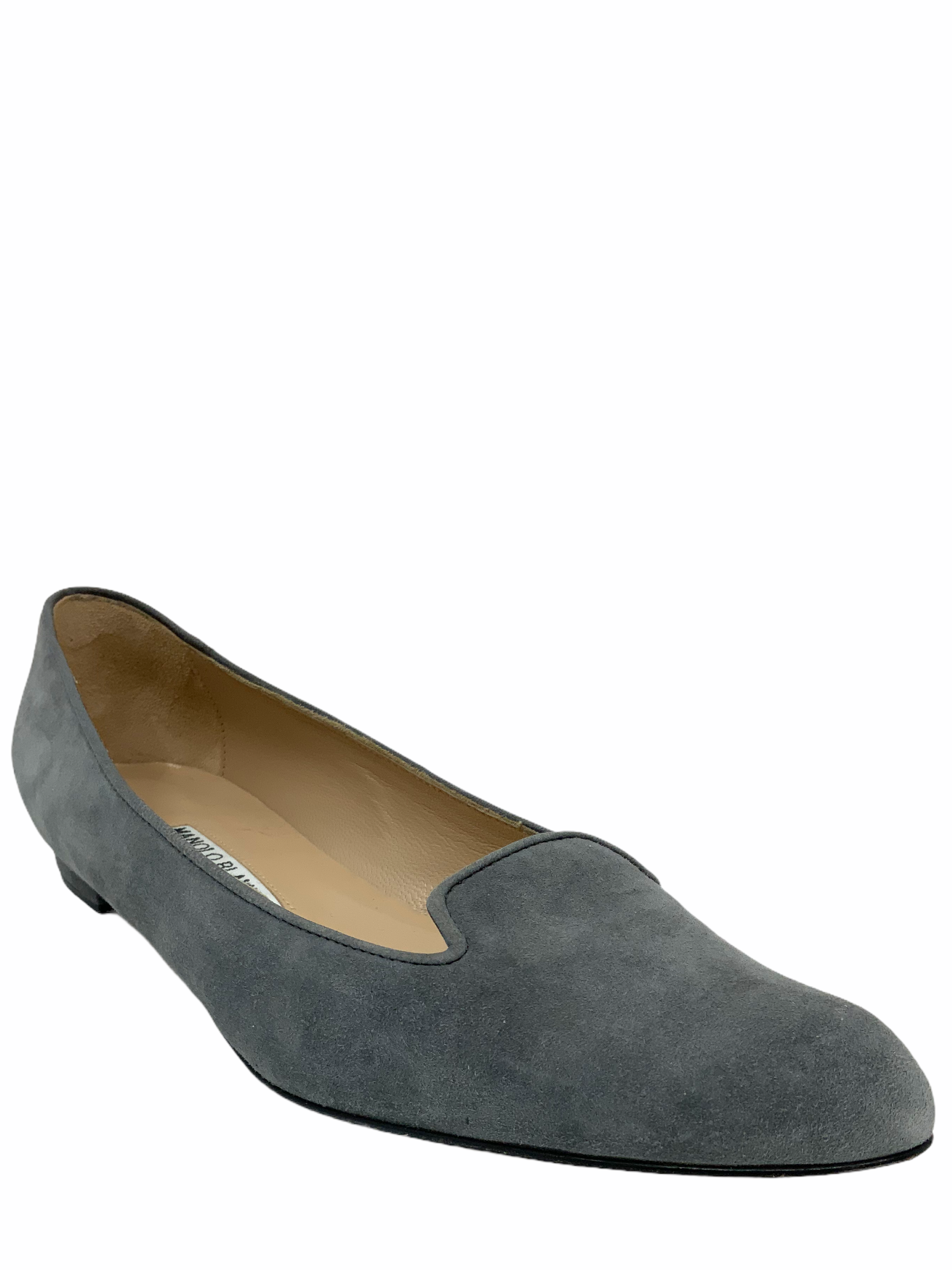 Manolo Blahnik Suede Flat Shoes, Size 7.5