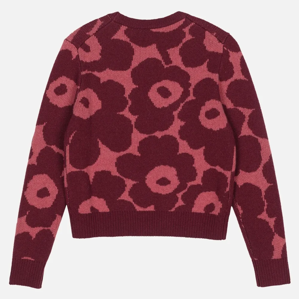 Crew Neck Flower Patterns Casual Style Wool Nylon Rib - Marimekko