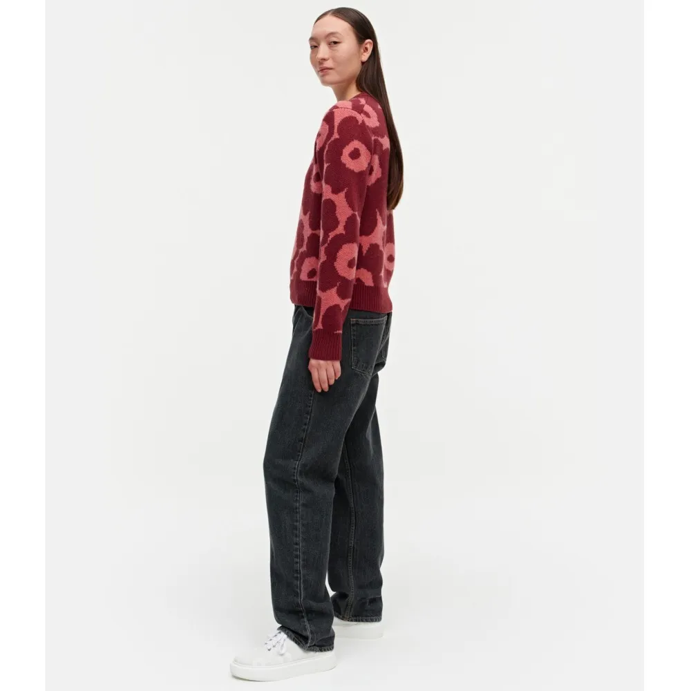 Crew Neck Flower Patterns Casual Style Wool Nylon Rib - Marimekko