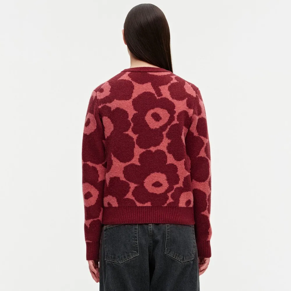 Crew Neck Flower Patterns Casual Style Wool Nylon Rib - Marimekko