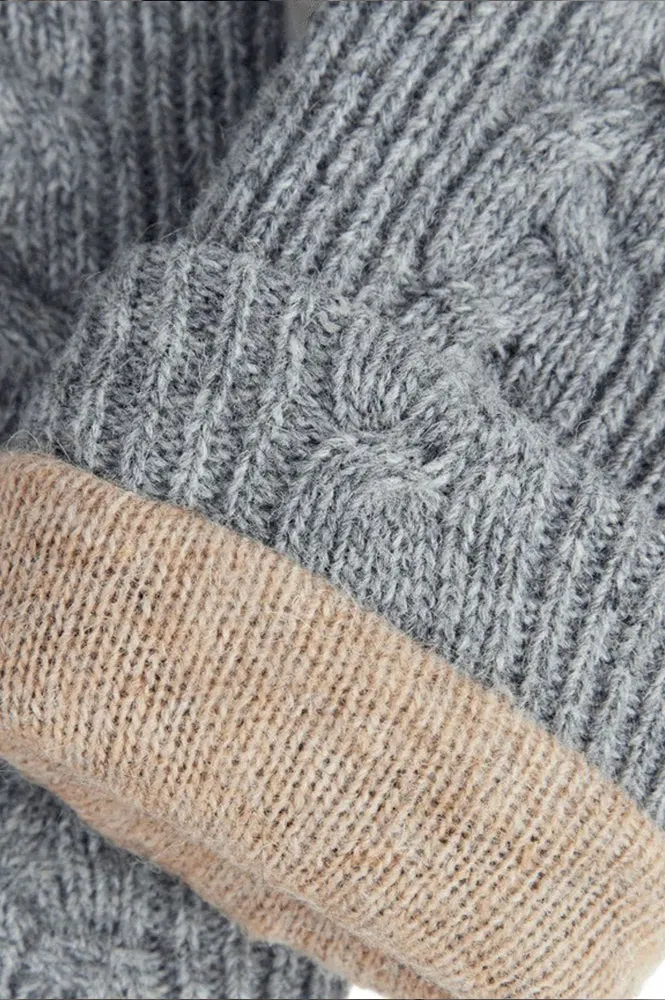 Markberg Helly Black and Grey Cable Knit Gloves | Warm Winter Accessories