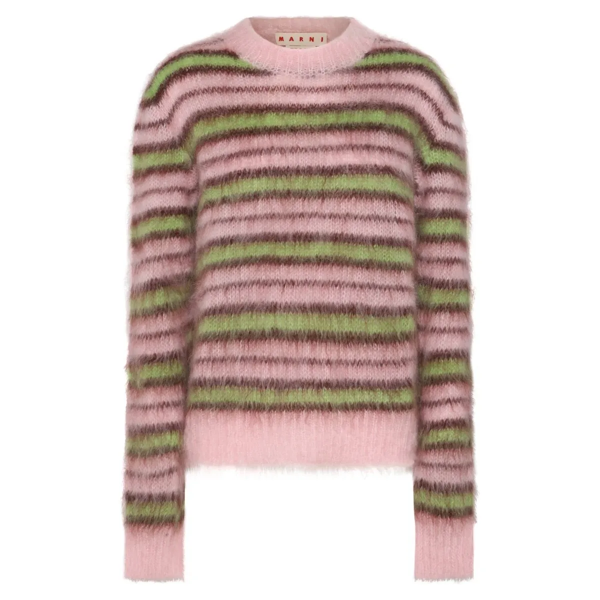 MARNI Crew Neck Striped Wool Long Sleeve Sweater