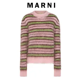 MARNI Crew Neck Striped Wool Long Sleeve Sweater