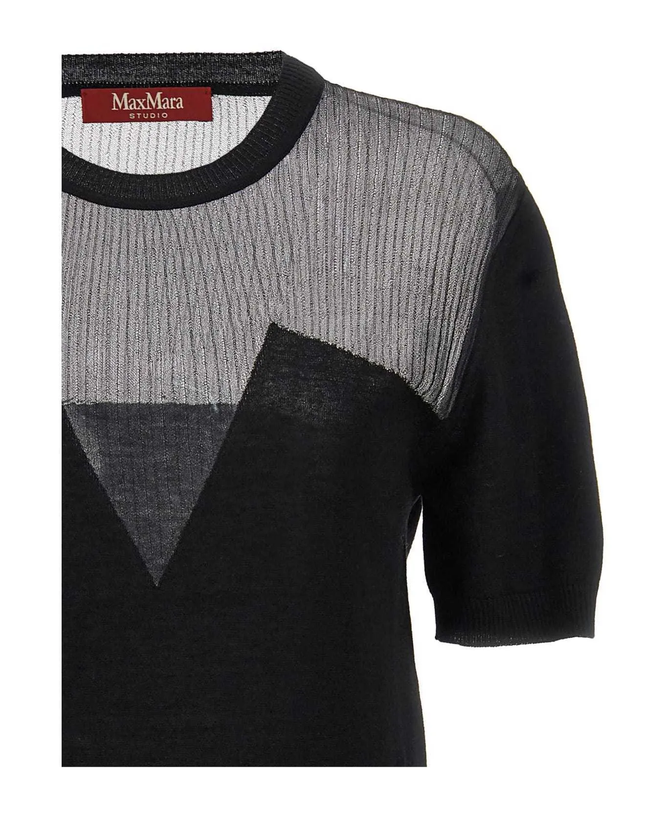 Max Mara Studio Crew Neck Wool Silk Blended Fabrics Plain Casual Style