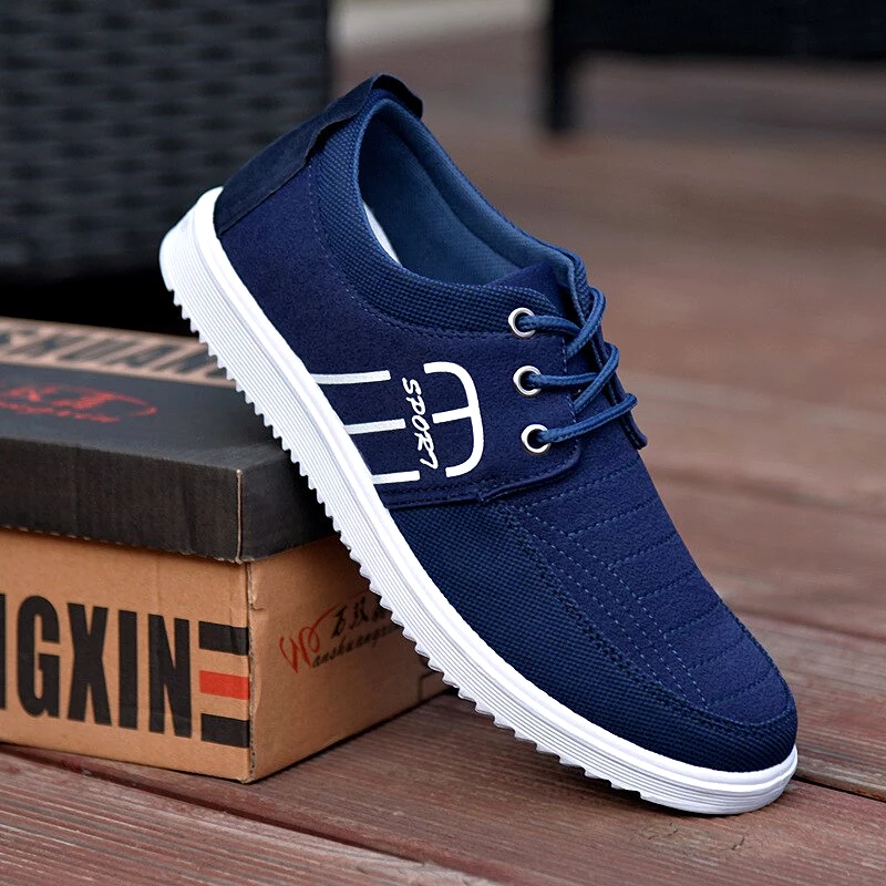 Men's Canvas Shoes Lightweight Sports Shoes Casual Mesh Breathable Vulcanized Shoes Classic Fashion Lace Up Work Shoes