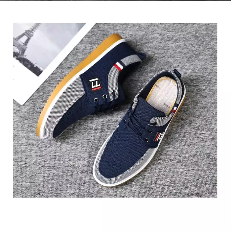 Men's Canvas Shoes Lightweight Sports Shoes Casual Mesh Breathable Vulcanized Shoes Classic Fashion Lace Up Work Shoes