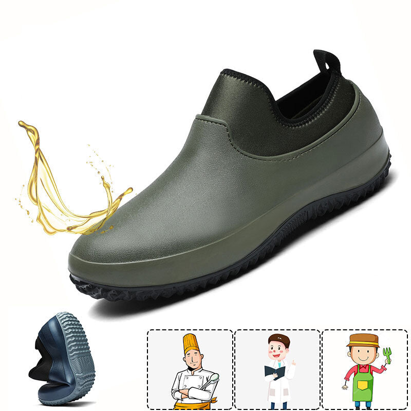 Men's Chef Shoes - Non-slip Safety Work Shoes for Kitchen, Car Wash, and Outdoor Hiking - Oil and Water Proof