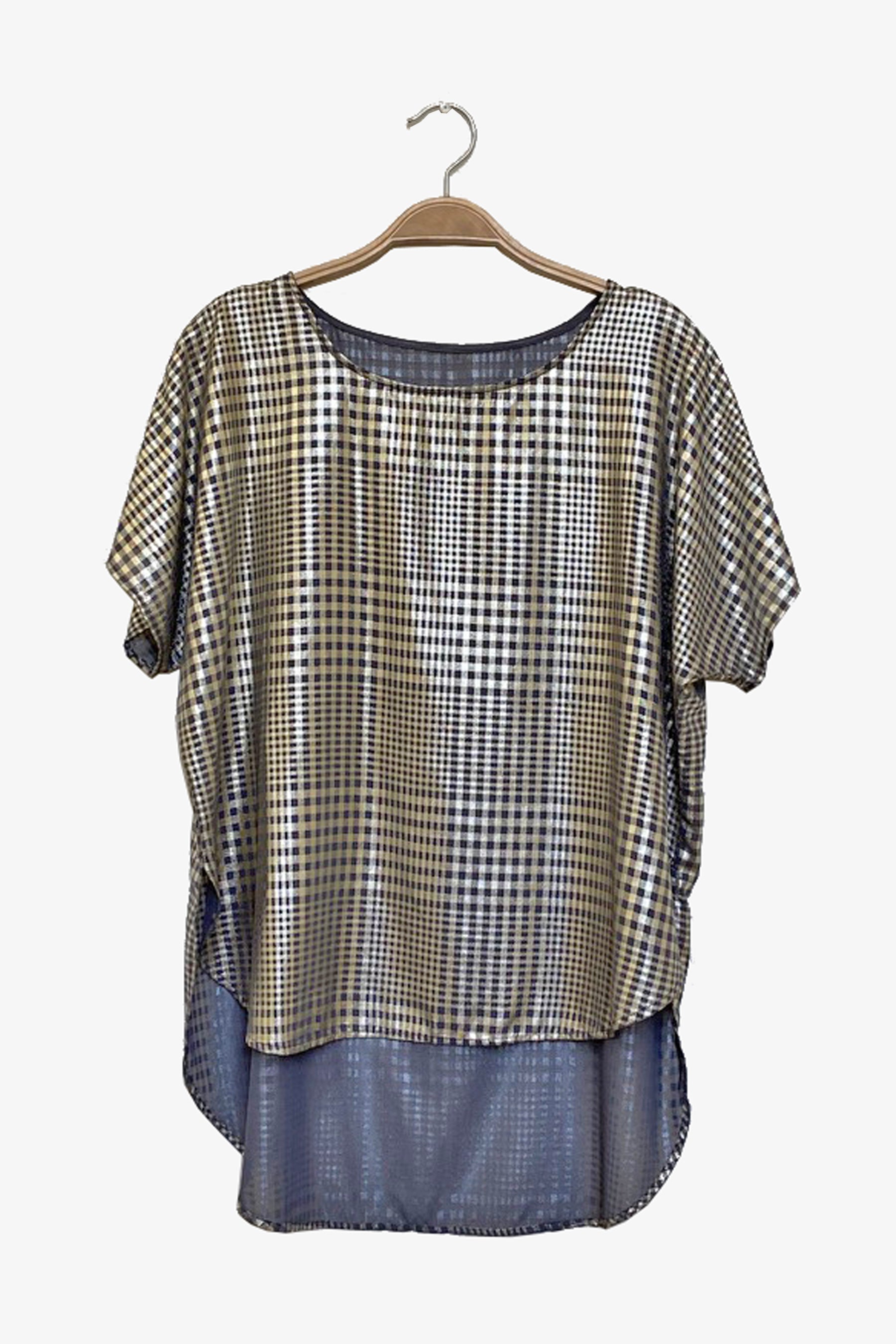 Metallic Plaid Tee