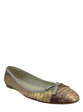 Miu Miu ballet flats metallic snakeskin size 8.