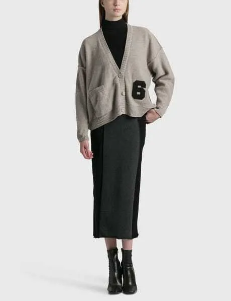 MM6 Maison Margiela cardigan with medium logo in wool for casual style.