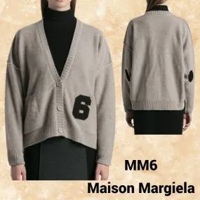 MM6 Maison Margiela cardigan with medium logo in wool for casual style.