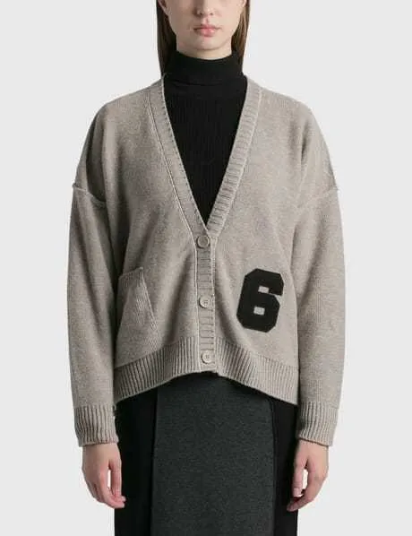 MM6 Maison Margiela cardigan with medium logo in wool for casual style.