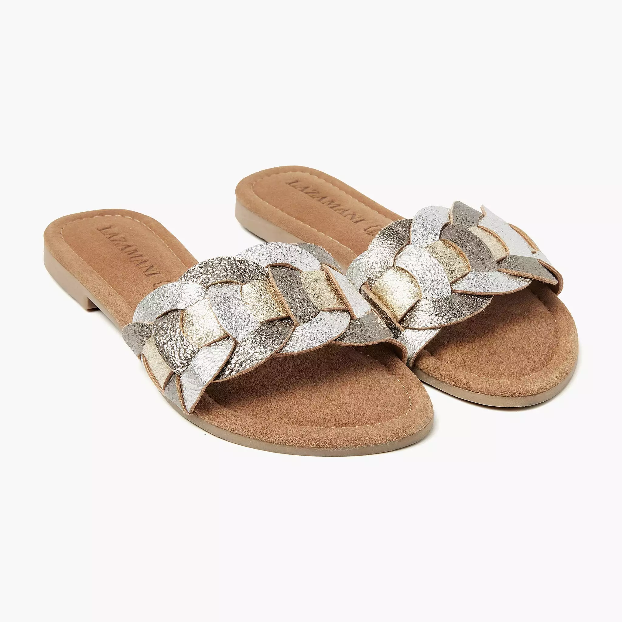 Mona Leren Slippers Pewter