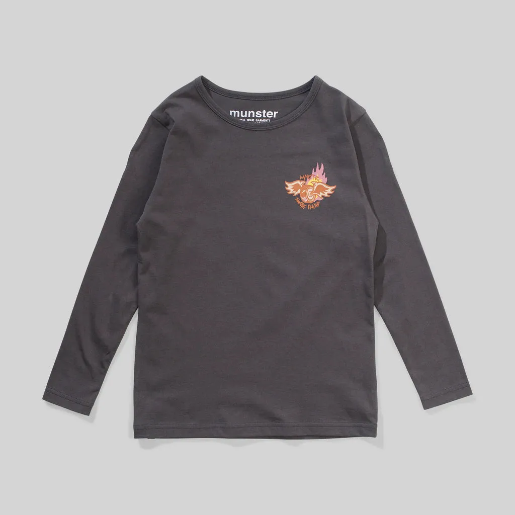 Munster Kids Long Sleeve Tee in Soft Black