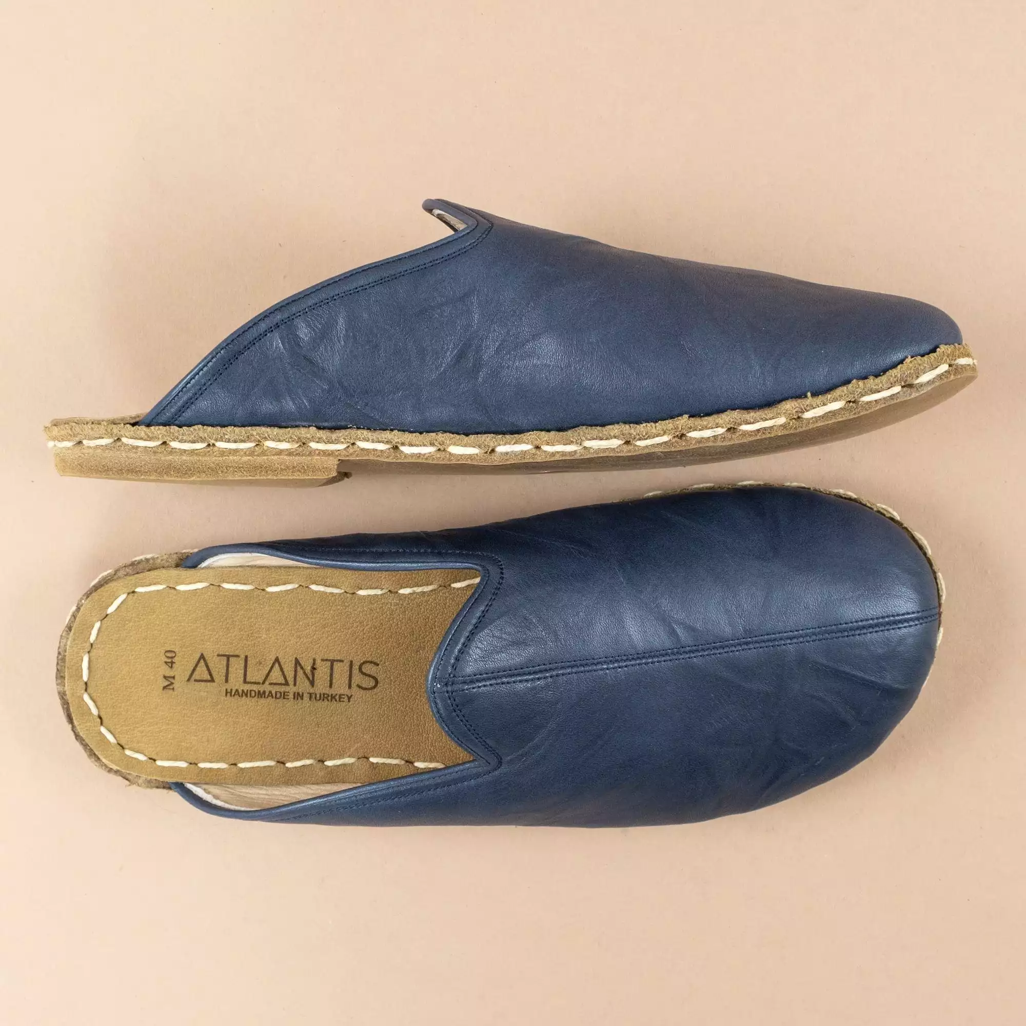 Navy barefoot slippers for men.