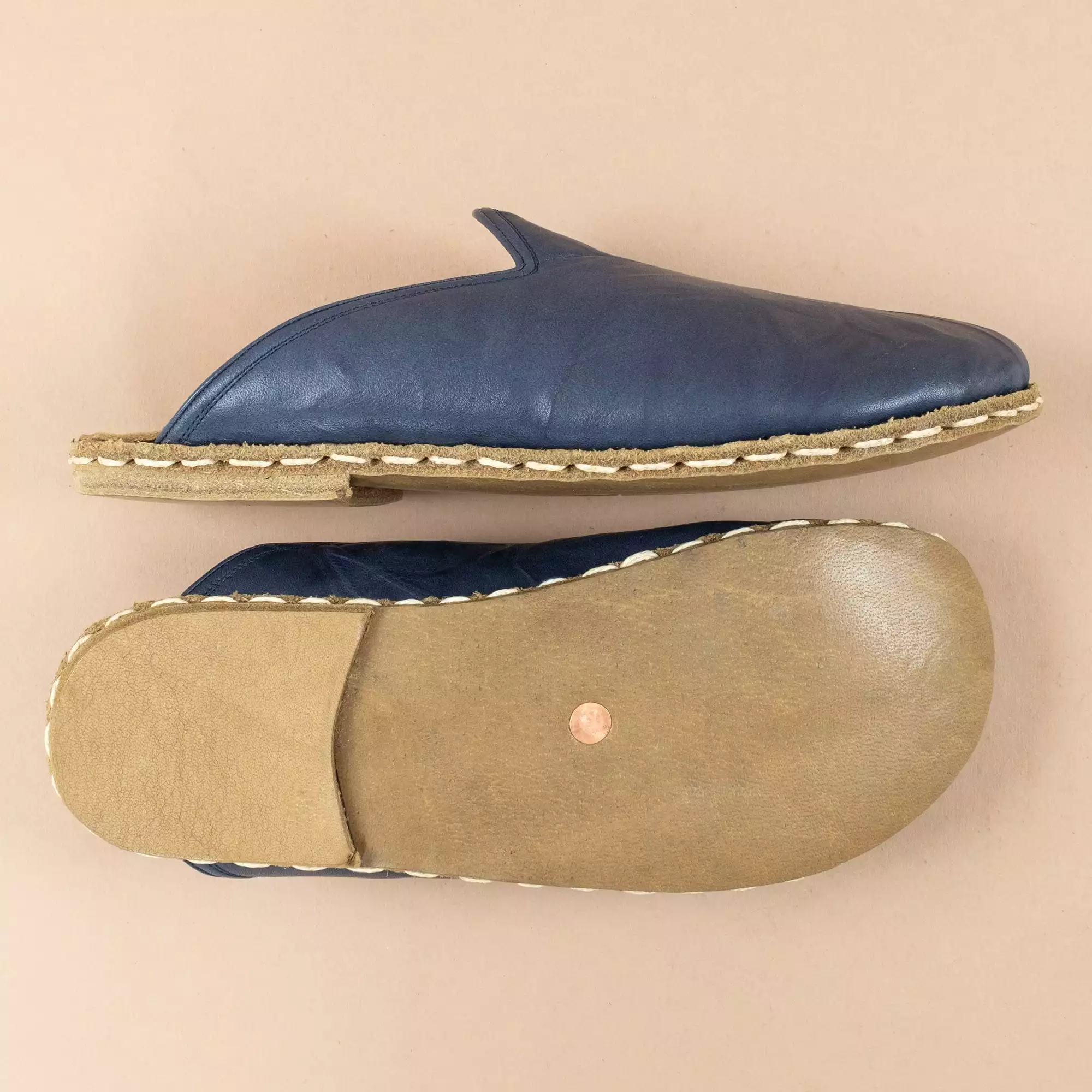 Navy barefoot slippers for men.