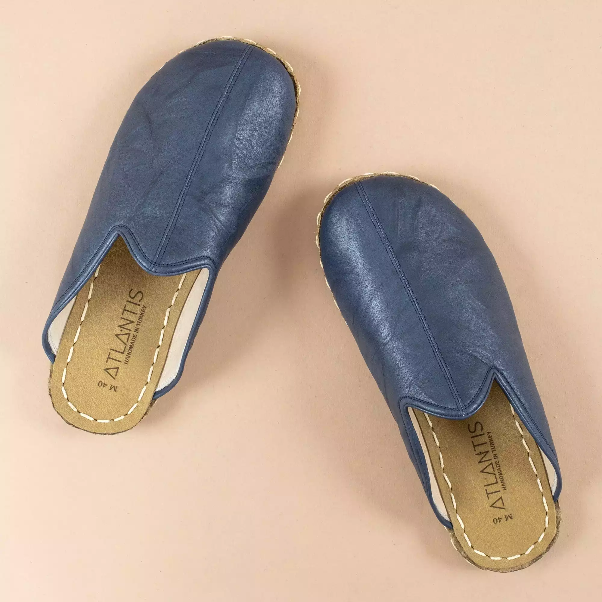 Navy barefoot slippers for men.