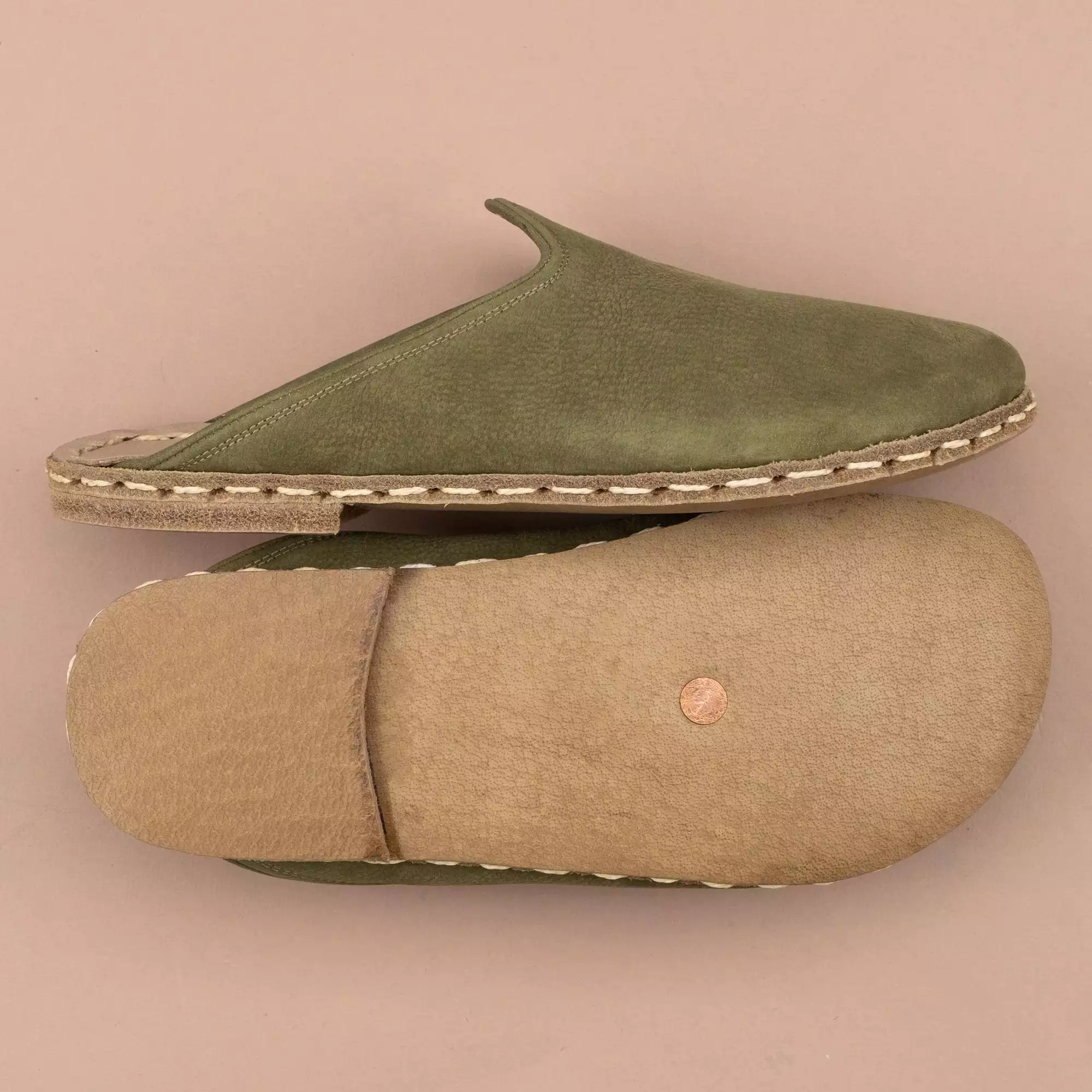 Olive Slip-On Barefoot Slippers for Men.