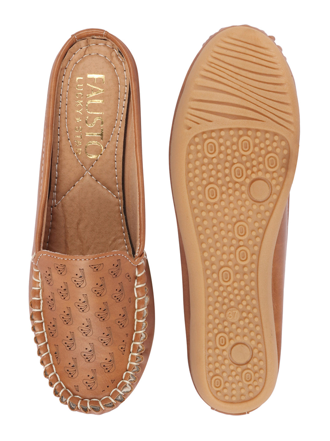 Open Back Slip On Mules with Side Stitching and Printed Design for Women