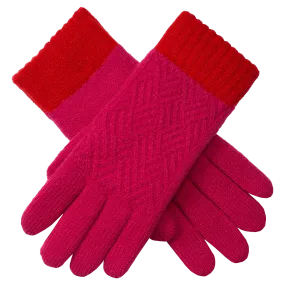 Patchwork Cable Knit Gloves by Dents