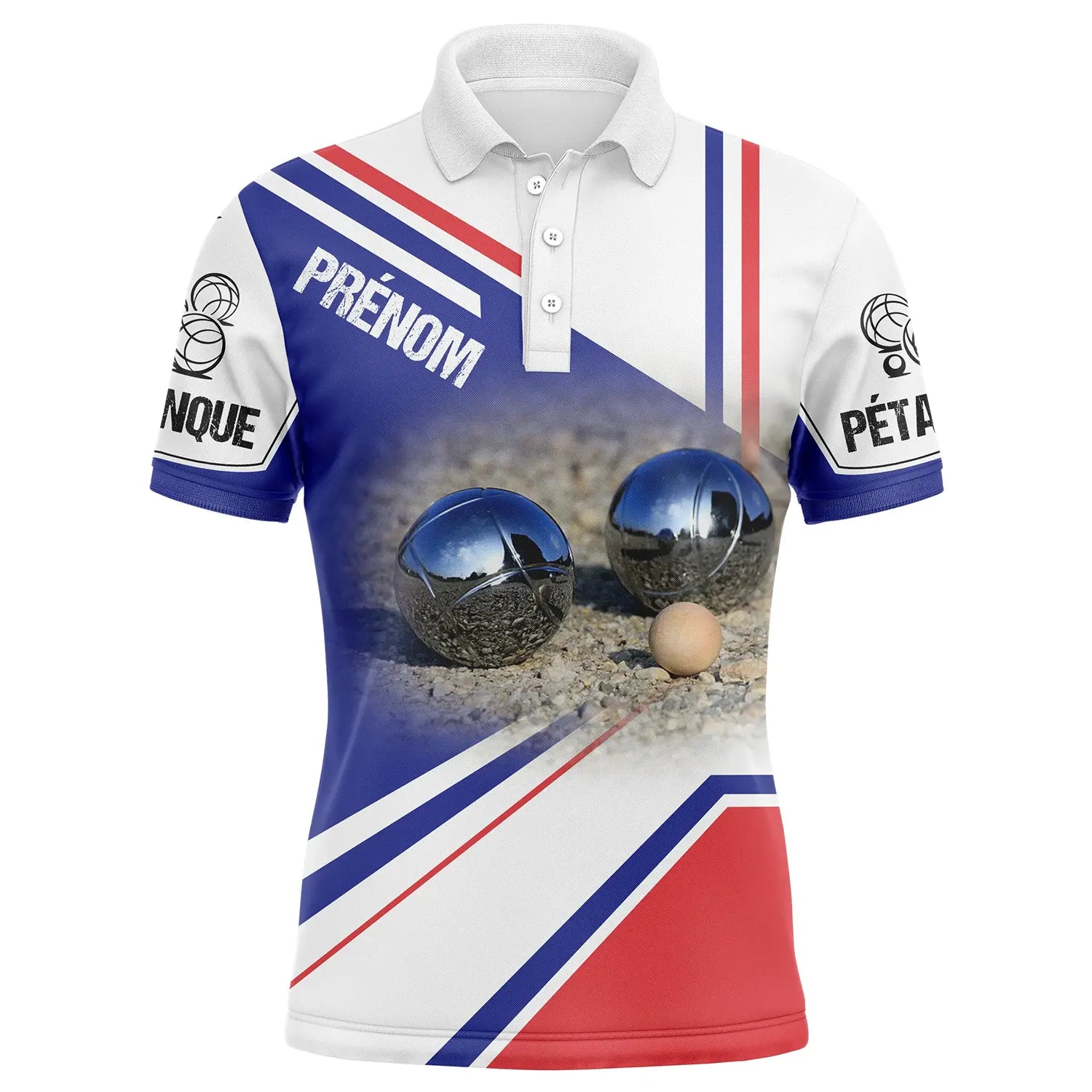 Personalized Pétanque Polo - French Flag Design and Pétanque Balls - Ideal Gift for Boulers - CT10072318