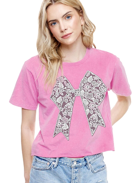 Pink Lace Bow Tee