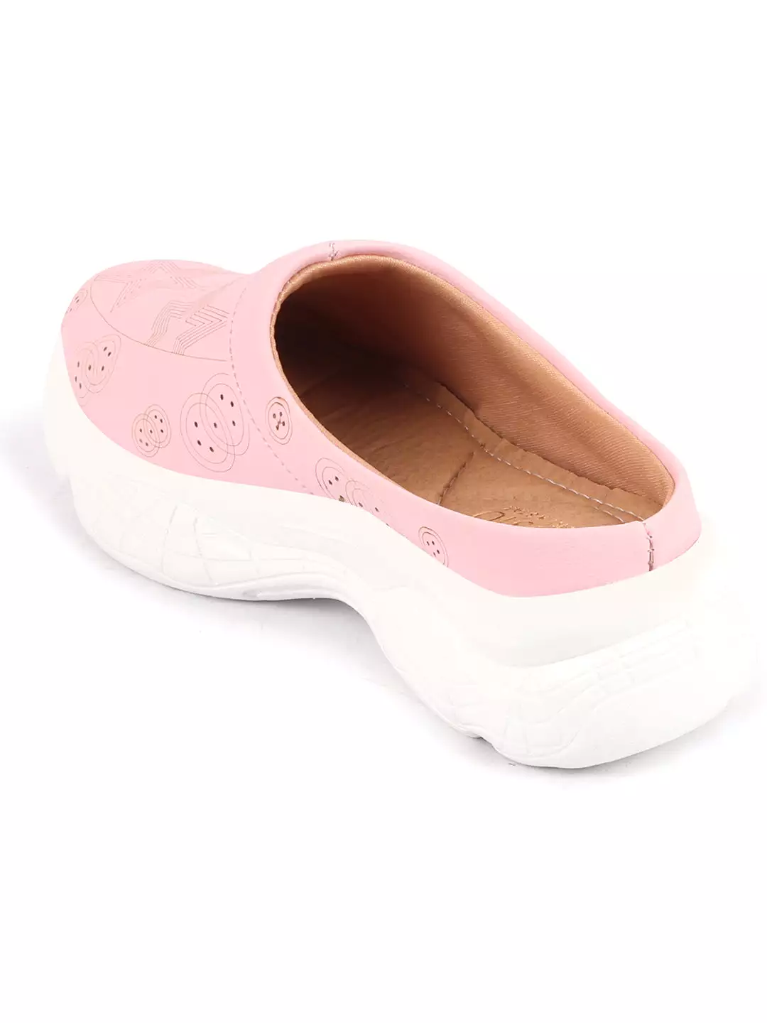 Pink Laser Cut Star Open Back Slip-On Mules for Women